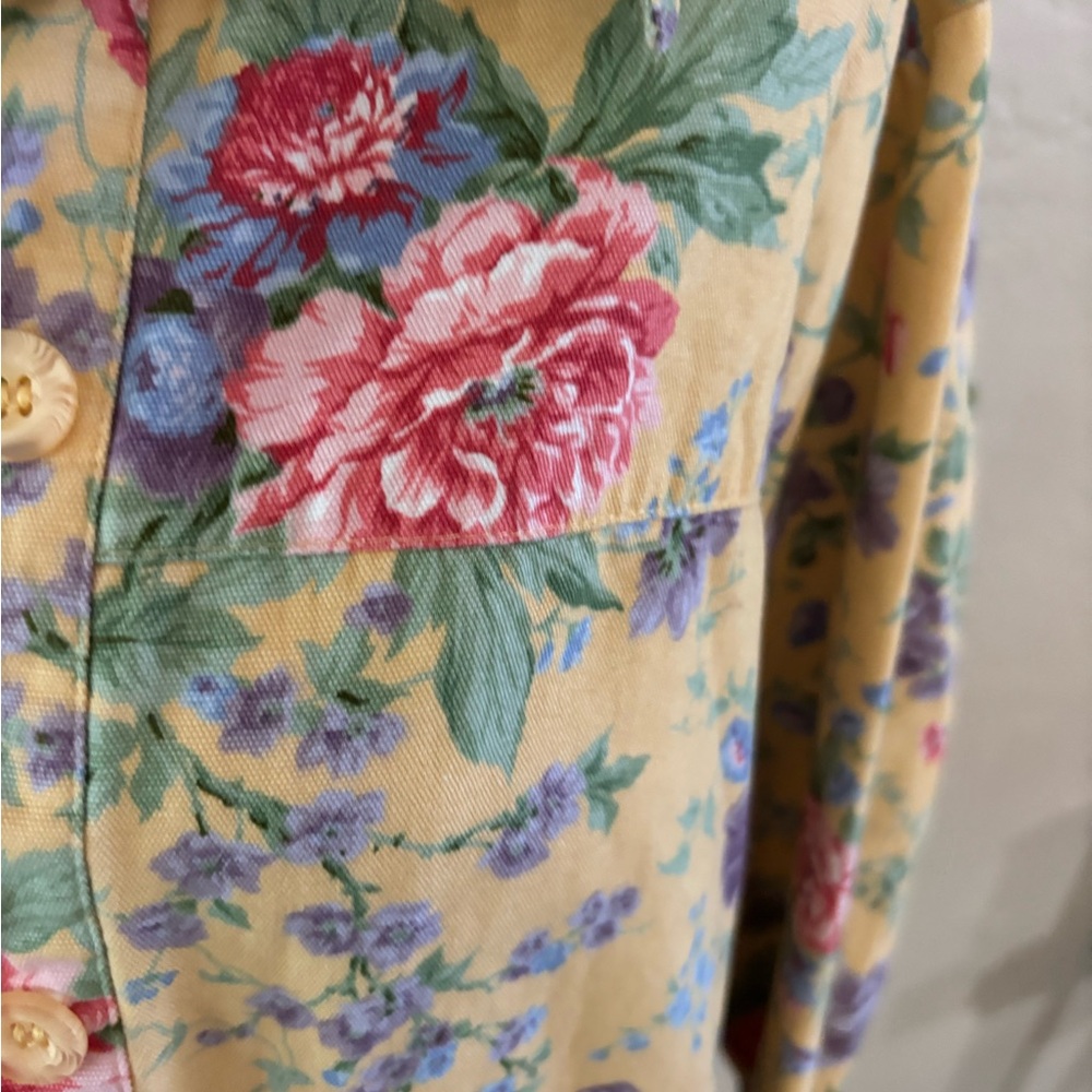 Vintage Lemon Grass Yellow Floral Button-Up Jacket sz XL - Picture 5 of 7
